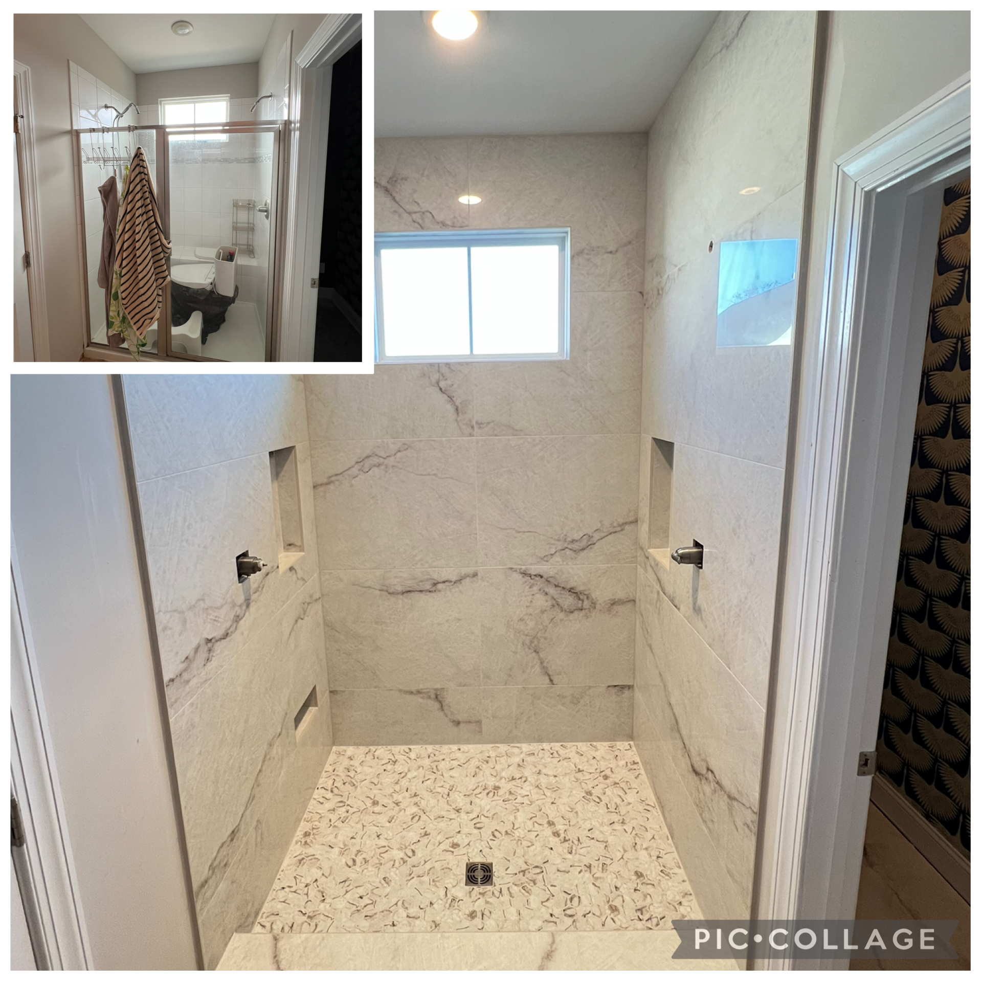 Tiled walk-in shower